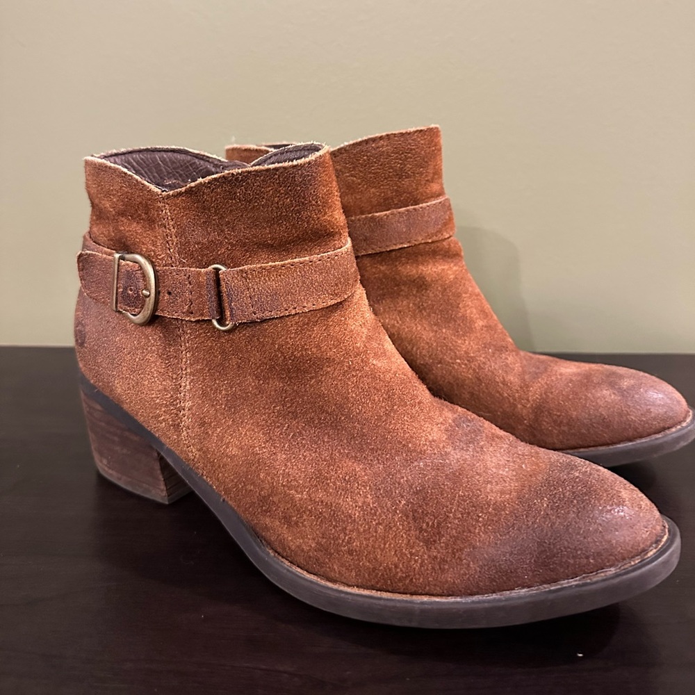 Born Brown Distressed Suede Ankle Booties